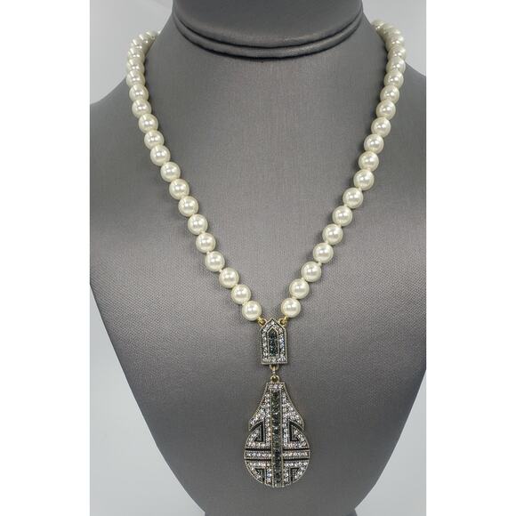 Heidi Daus "Everyday Chic" Beaded Pave Crystal Drop Necklace - Picture 1 of 9
